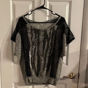 Express Black and Gray Patterned Blouse